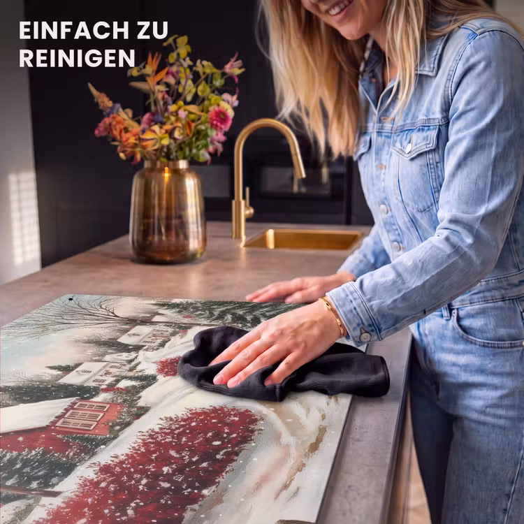 2-in-1 Herdabdeckplatte & Spritzschutz - Weihnachtsstimmung - Ländlich - Rot - Kerstsfeer - Landelijk - Rood Inductie beschemer met haakjes klein