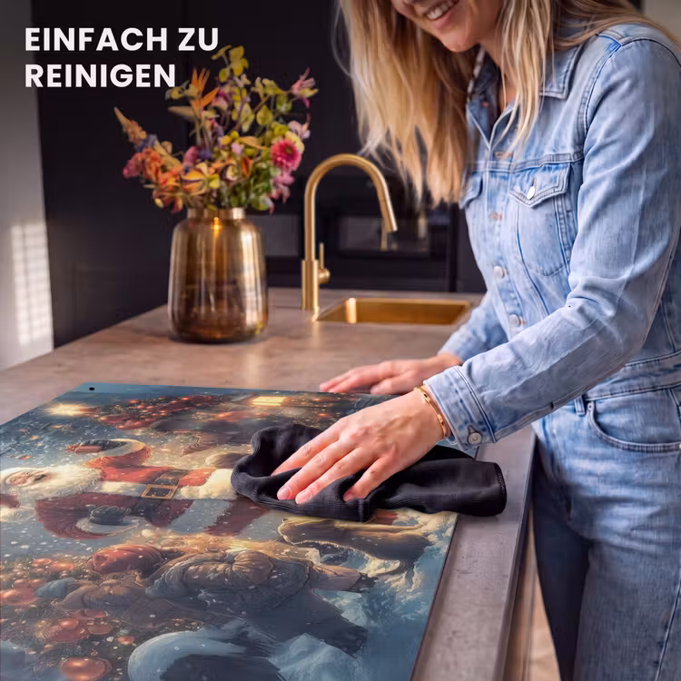 2-in-1 Herdabdeckplatte & Spritzschutz - Weihnachtsstimmung - Schnee - Farbenfroh - Kerstvreugde - Sneeuw - Kleurrijk Inductie beschemer met haakjes klein