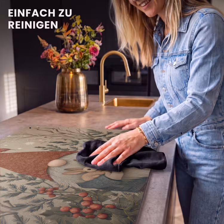 2-in-1 Herdabdeckplatte & Spritzschutz - Weihnachtswichtel - Hasen - Bunt - Kerstgnome - Konijntjes - Kleurrijk Inductie beschemer met haakjes klein