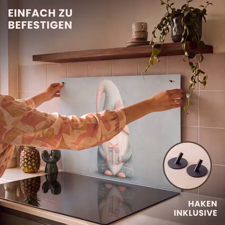 2-in-1 Herdabdeckplatte & Spritzschutz - Weihnachtszwerg - Geschenk - Grün - Kerstgnome - Cadeau - Groen Inductie beschemer met haakjes klein