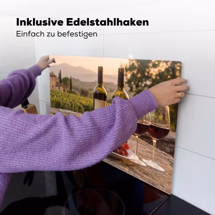 Wijn - Glazen - Druiven - Wijngaard Inductie beschemer met haakjes klein -ky-ophangen-de