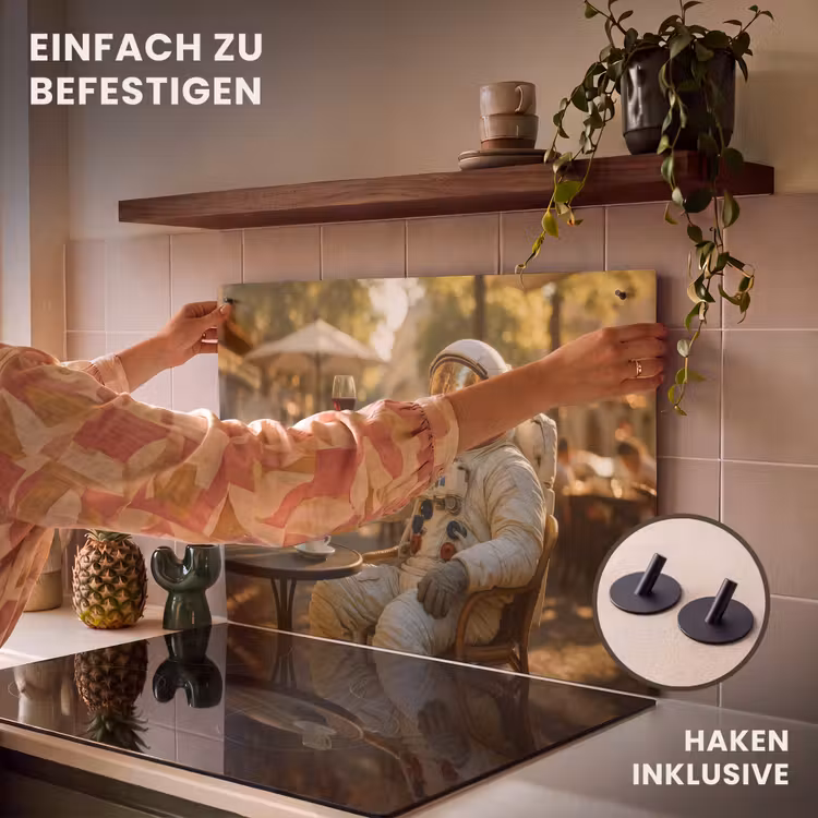 2-in-1 Herdabdeckplatte & Spritzschutz - Wein - Rot - Terrasse - Kaffee - Wijn - Rood - Terras - Koffie Inductie beschemer met haakjes klein