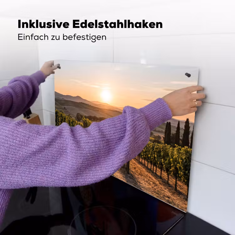 Wijngaard - Zonsondergang - Landschap Inductie beschemer met haakjes klein -ky-ophangen-de