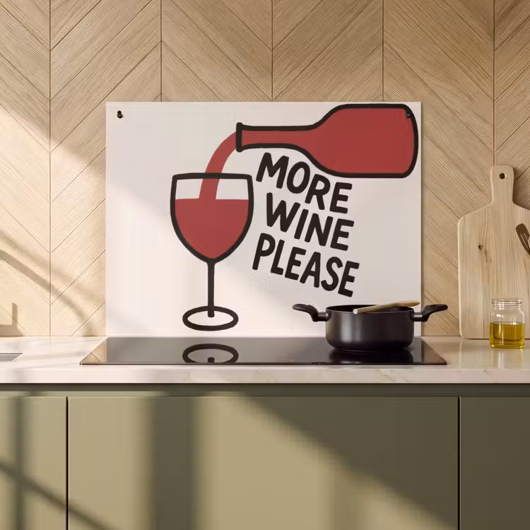 2-in-1 Herdabdeckplatte & Spritzschutz - Weinflasche - Zitat - Rot - Glas - Wijnfles - Quote - Rood - Glas Inductie beschemer met haakjes klein