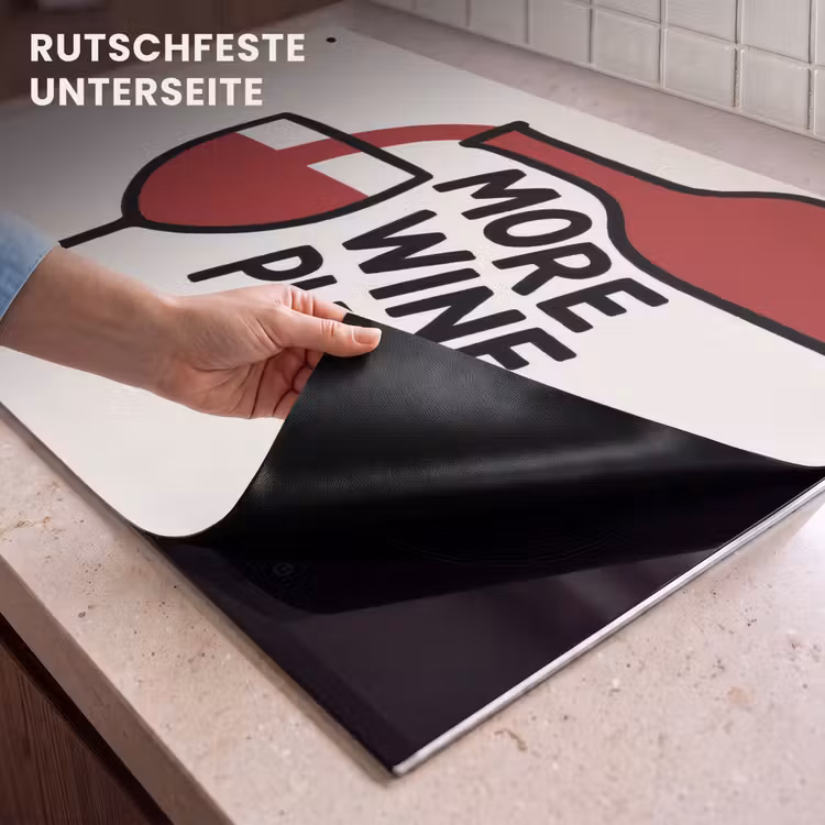 2-in-1 Herdabdeckplatte & Spritzschutz - Weinflasche - Zitat - Rot - Glas - Wijnfles - Quote - Rood - Glas Inductie beschemer met haakjes klein