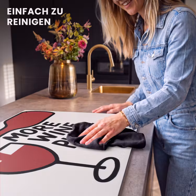 2-in-1 Herdabdeckplatte & Spritzschutz - Weinflasche - Zitat - Rot - Glas - Wijnfles - Quote - Rood - Glas Inductie beschemer met haakjes klein
