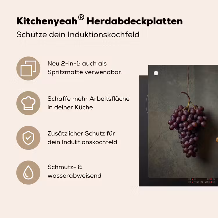 Druiven - Kleurrijk - Muur Inductie beschemer met haakjes klein -ky-usp-de