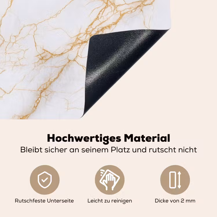 Wit - Goud - Marmer - Aders Inductie beschemer met haakjes klein 777 -ky-onderkant-de