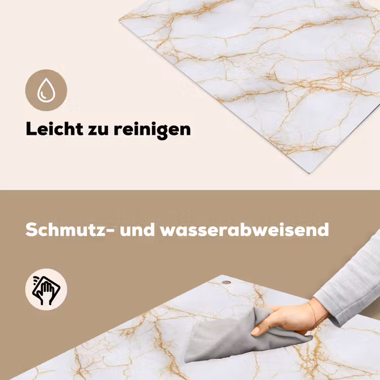 Wit - Goud - Marmer - Aders Inductie beschemer met haakjes klein 777 -ky-schoon-de