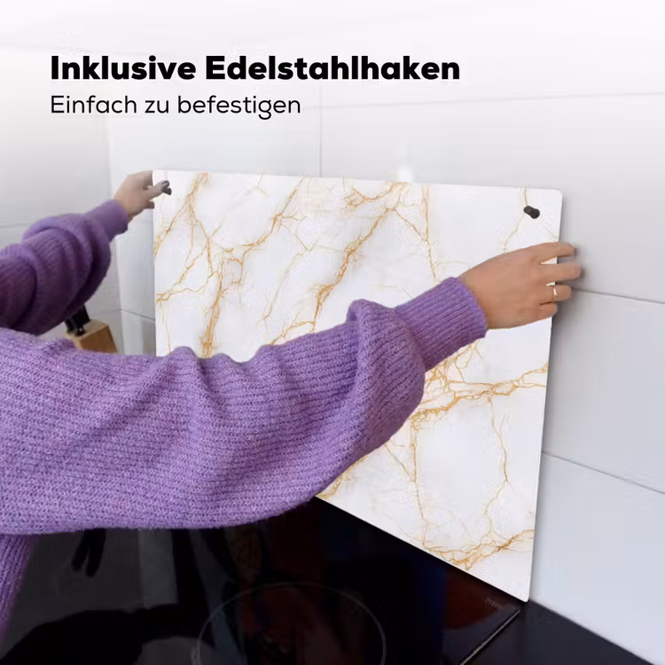 Wit - Goud - Marmer - Aders Inductie beschemer met haakjes klein 777 -ky-ophangen-de
