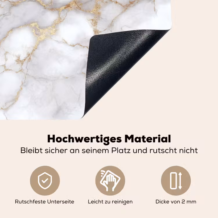 Wit - Goud - Marmer - Grijs Inductie beschemer met haakjes klein 777 -ky-onderkant-de