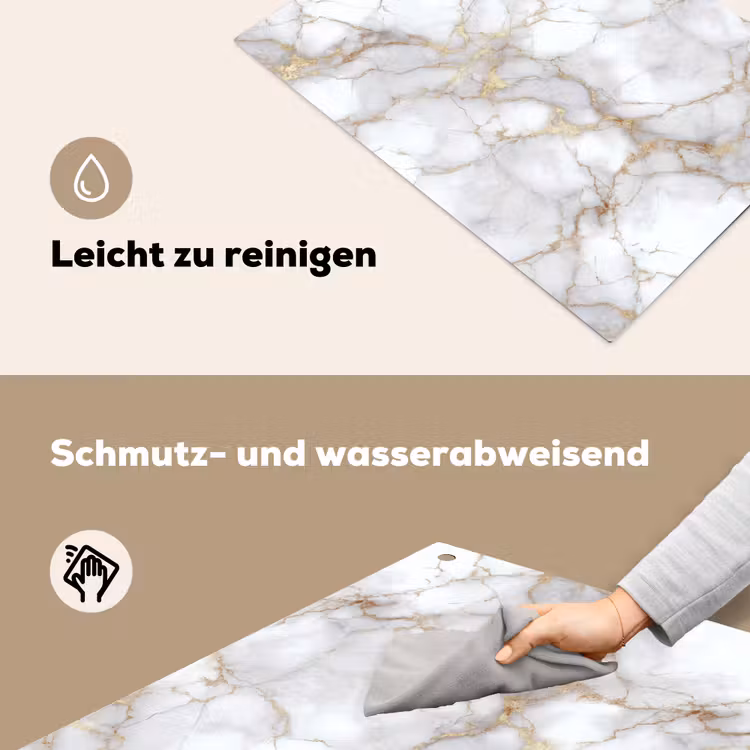 Wit - Goud - Marmer - Grijs Inductie beschemer met haakjes klein 777 -ky-schoon-de