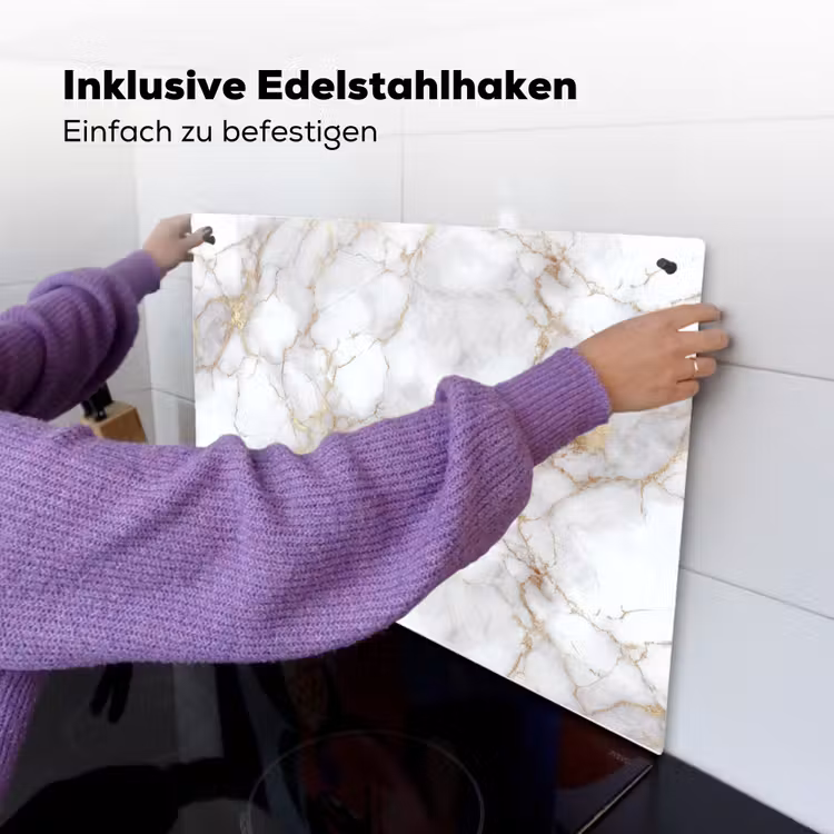 Wit - Goud - Marmer - Grijs Inductie beschemer met haakjes klein 777 -ky-ophangen-de