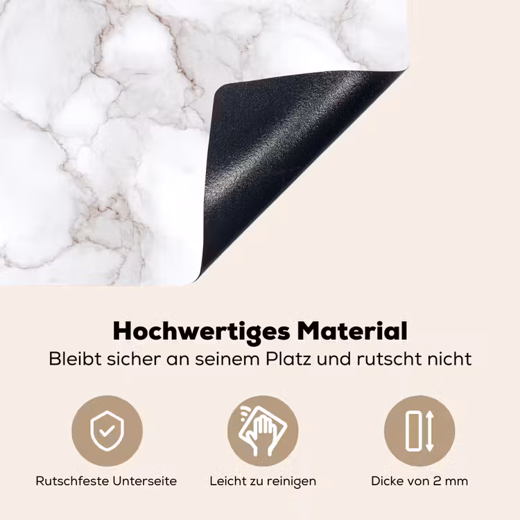 Wit - Marmer - Bruin Inductie beschemer met haakjes klein 777 -ky-onderkant-de