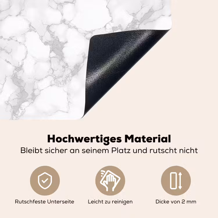 Wit - Marmer - Grijs Inductie beschemer met haakjes klein 777 -ky-onderkant-de