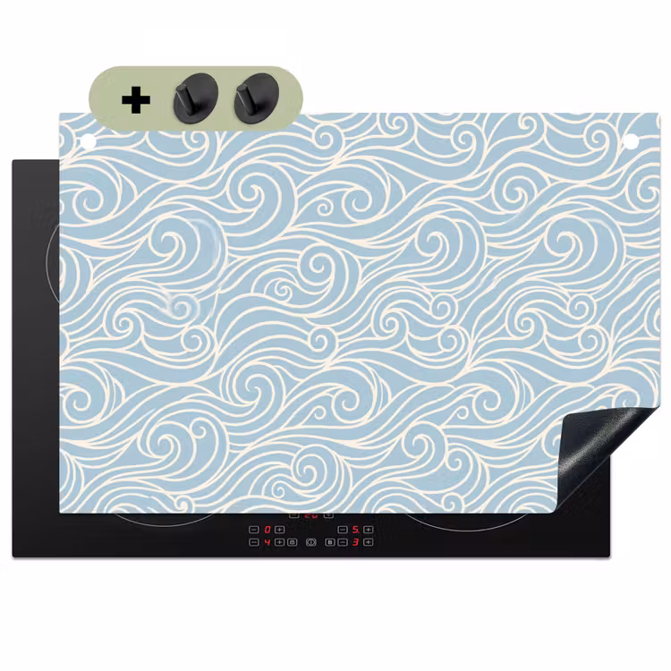 Golf - Abstract - Natuur - Modern - Blauw Inductie beschemer met haakjes klein -3d