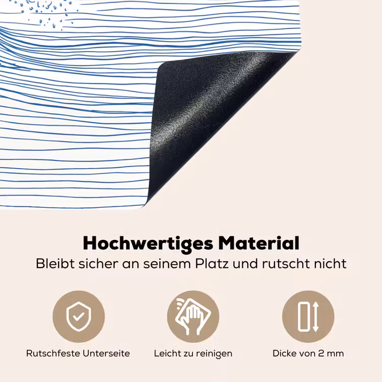 Golf - Brekende - Natuur - Minimalistisch - Blauw Inductie beschemer met haakjes klein -ky-onderkant-de