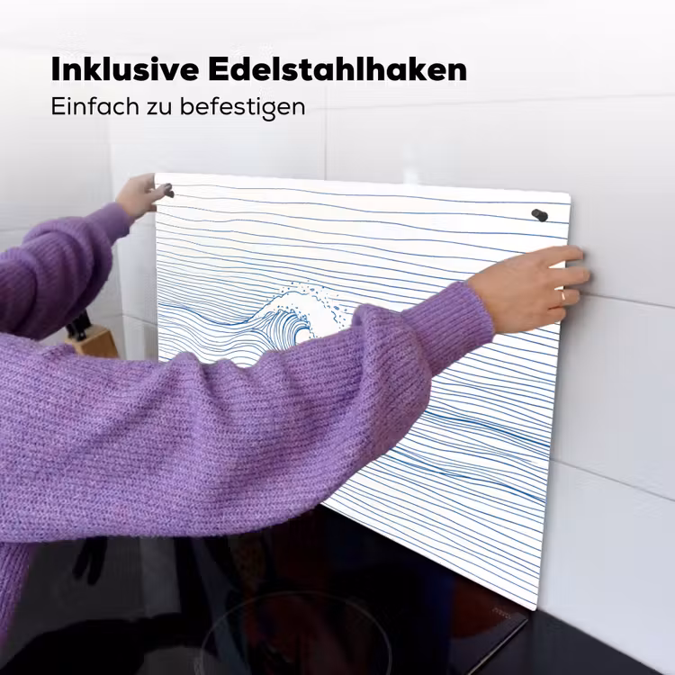 Golf - Brekende - Natuur - Minimalistisch - Blauw Inductie beschemer met haakjes klein -ky-ophangen-de