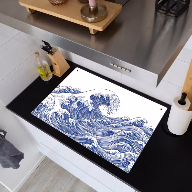 Golf - Japans - Zee - Illustratie - Blauw Inductie beschemer met haakjes klein -sfeer1