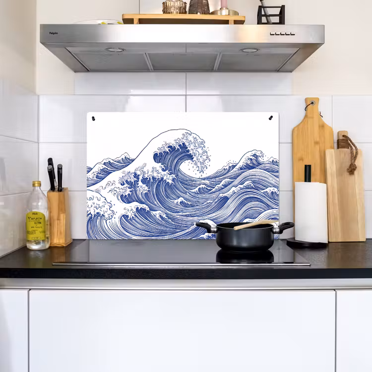 Golf - Japans - Zee - Illustratie - Blauw Inductie beschemer met haakjes klein -sfeer2