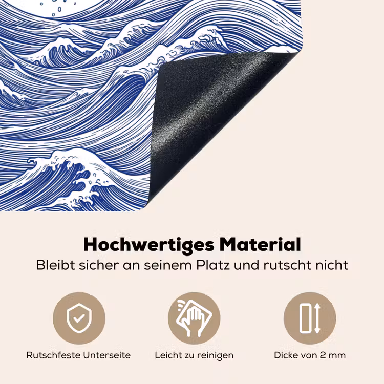 Golf - Japans - Zee - Illustratie - Blauw Inductie beschemer met haakjes klein -ky-onderkant-de