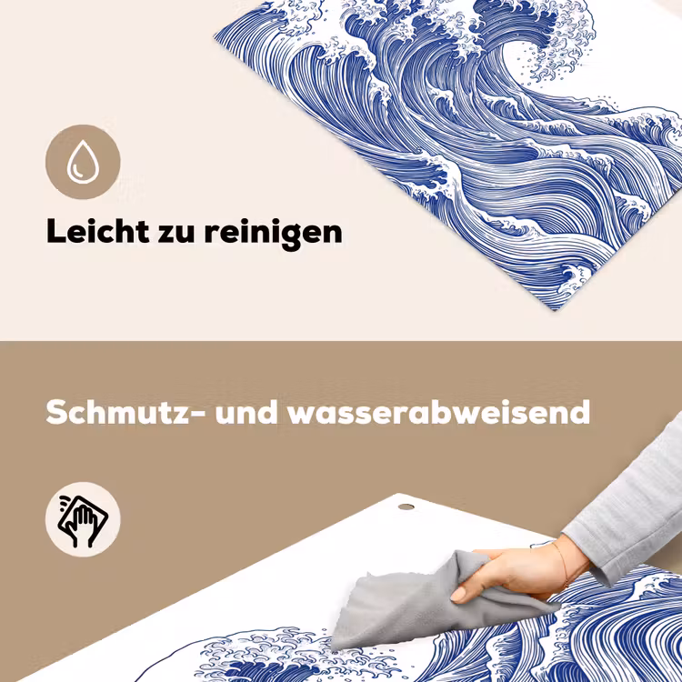 Golf - Japans - Zee - Illustratie - Blauw Inductie beschemer met haakjes klein -ky-schoon-de