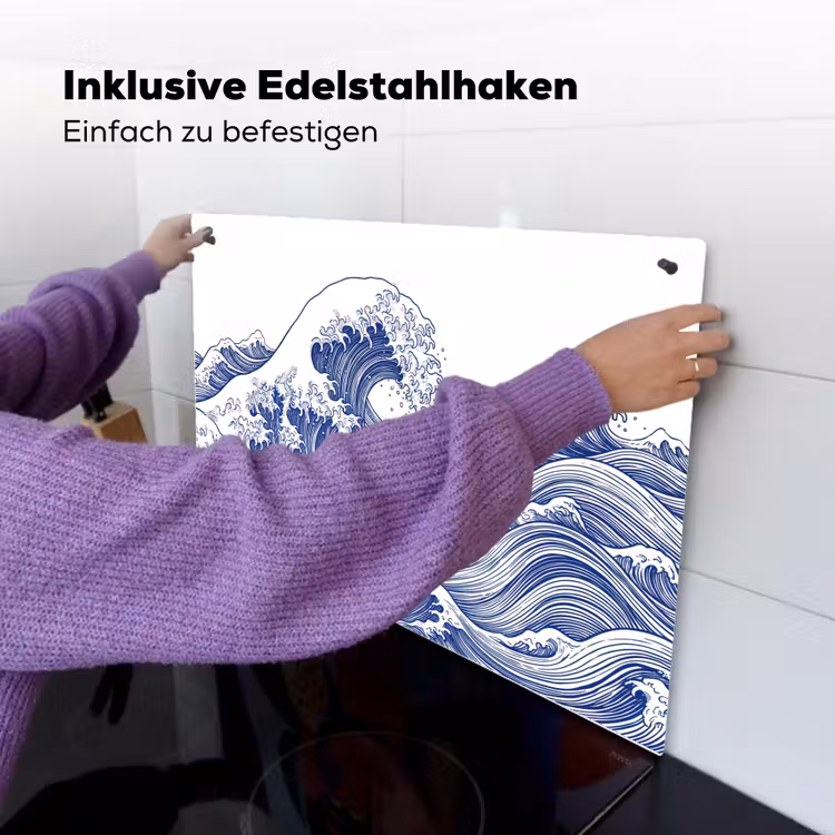 Golf - Japans - Zee - Illustratie - Blauw Inductie beschemer met haakjes klein -ky-ophangen-de