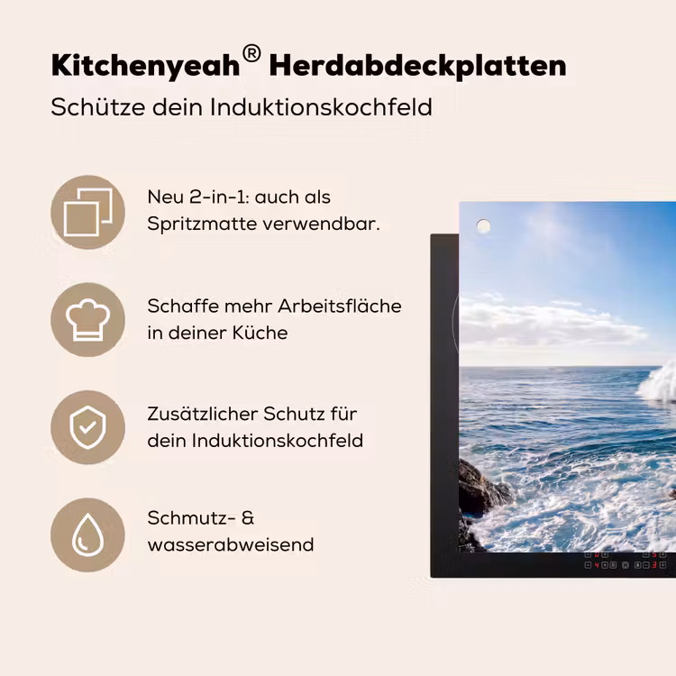 Golf - Oceaan - Brekend - Water - Blauw Inductie beschemer met haakjes klein -ky-usp-de