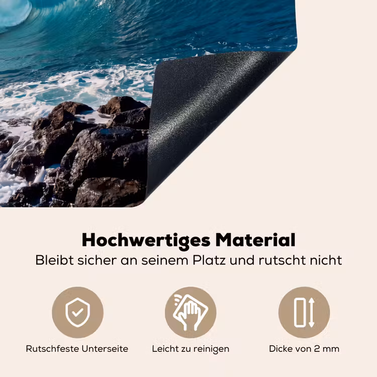 Golf - Oceaan - Brekend - Water - Blauw Inductie beschemer met haakjes klein -ky-onderkant-de