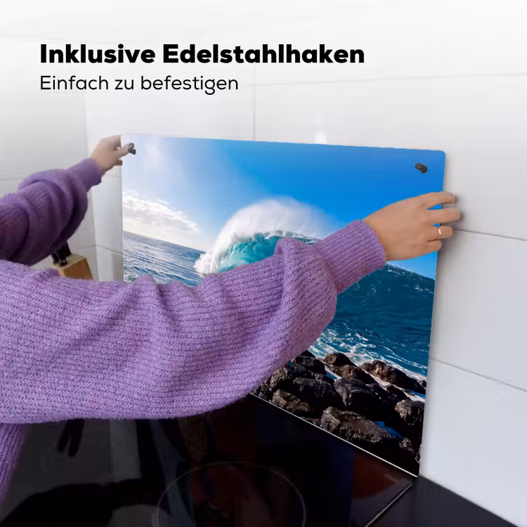 Golf - Oceaan - Brekend - Water - Blauw Inductie beschemer met haakjes klein -ky-ophangen-de