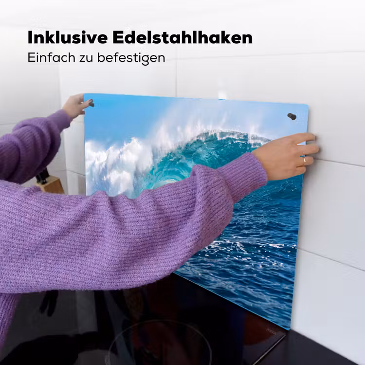 Golf - Oceaan - Water - Dynamisch - Blauw Inductie beschemer met haakjes klein -ky-ophangen-de