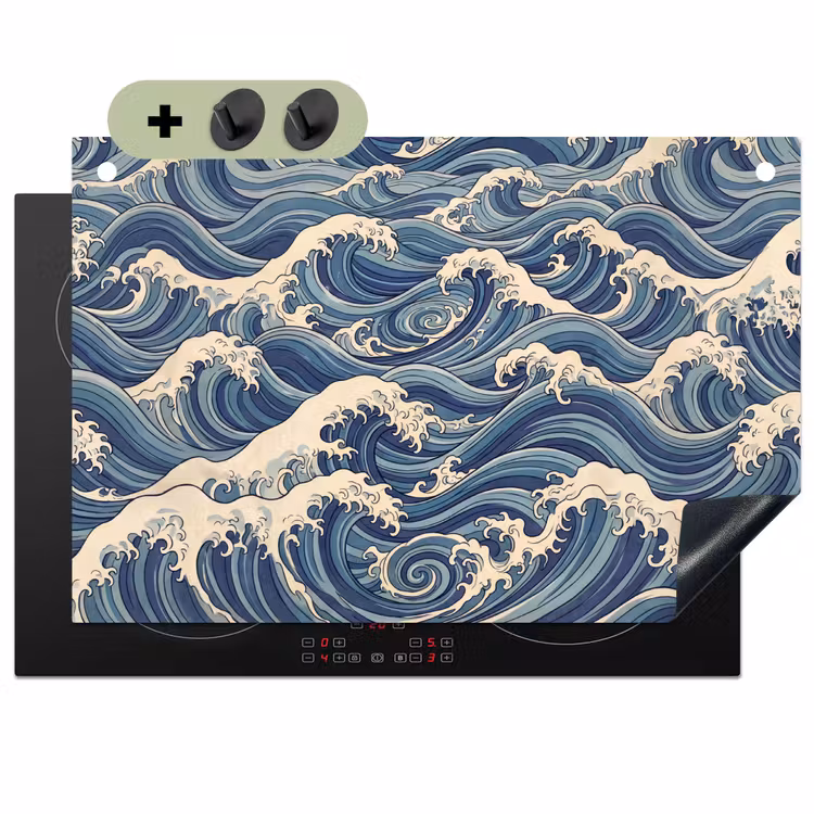 Golven - Zee - Natuur - Abstract - Blauw Inductie beschemer met haakjes klein -3d