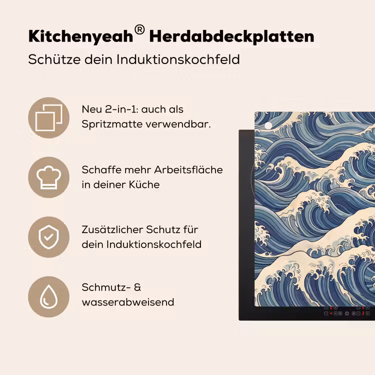 Golven - Zee - Natuur - Abstract - Blauw Inductie beschemer met haakjes klein -ky-usp-de