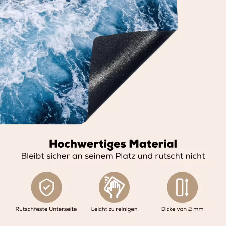 Golven - Oceaan - Blauw Inductie beschemer met haakjes klein -ky-onderkant-de
