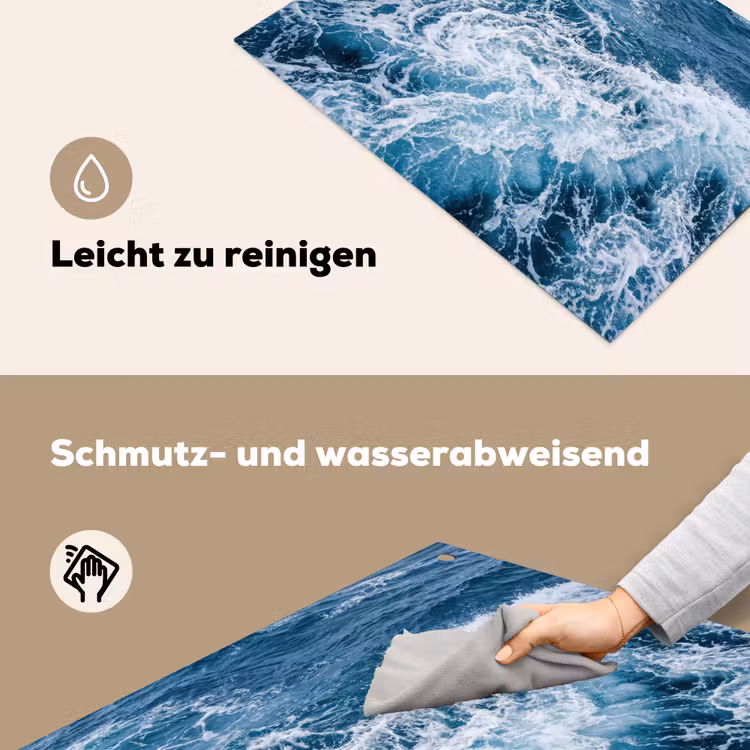 Golven - Oceaan - Blauw Inductie beschemer met haakjes klein -ky-schoon-de