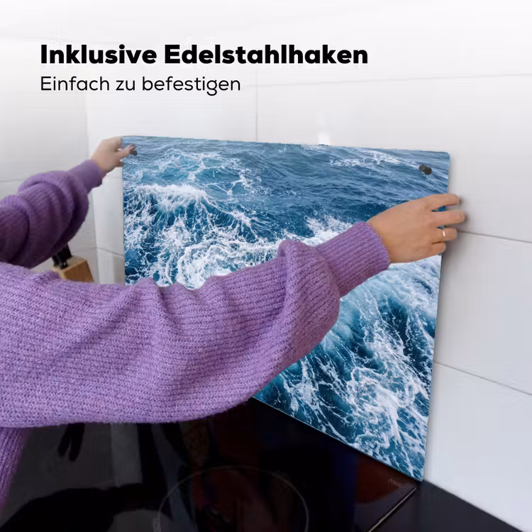 Golven - Oceaan - Blauw Inductie beschemer met haakjes klein -ky-ophangen-de