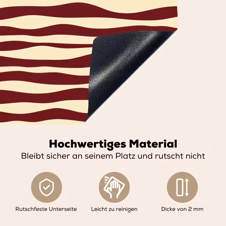 Golven - Rood - Patroon - Crème Inductie beschemer met haakjes klein 777 -ky-onderkant-de