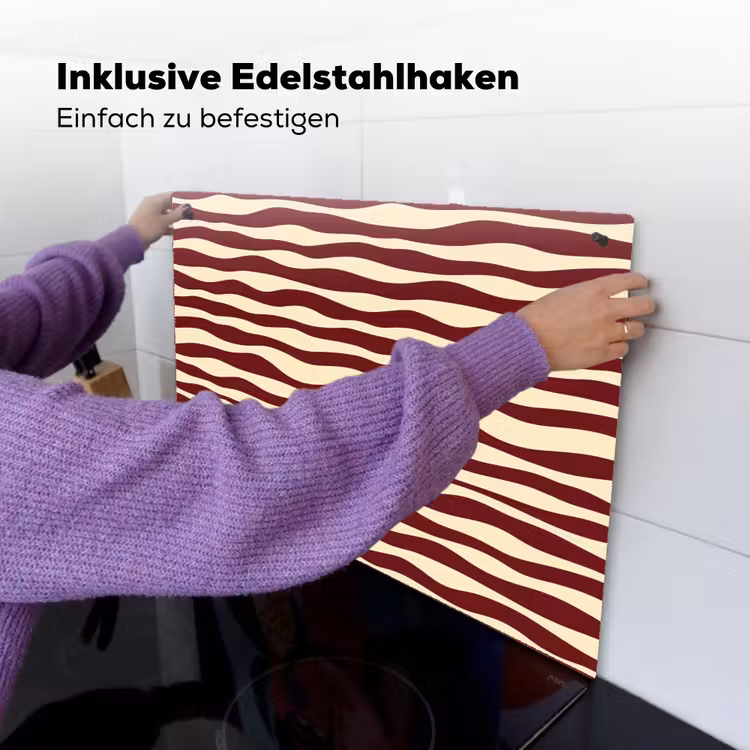 Golven - Rood - Patroon - Crème Inductie beschemer met haakjes klein 777 -ky-ophangen-de