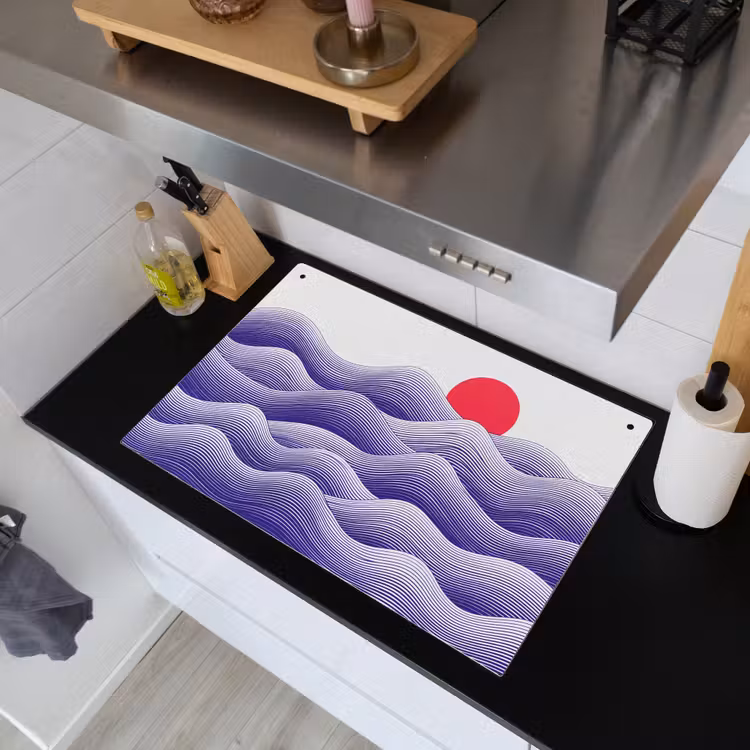 Golven - Zon - Natuur - Abstract - Rood Inductie beschemer met haakjes klein -sfeer1