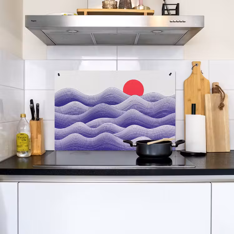 Golven - Zon - Natuur - Abstract - Rood Inductie beschemer met haakjes klein -sfeer2