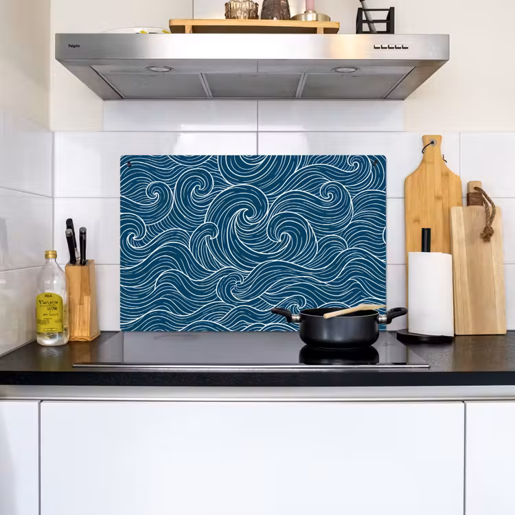 Golven - Spiraal - Water - Abstract - Blauw Inductie beschemer met haakjes klein -sfeer2