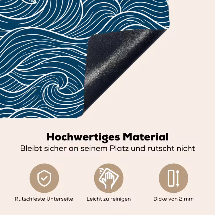 Golven - Spiraal - Water - Abstract - Blauw Inductie beschemer met haakjes klein -ky-onderkant-de