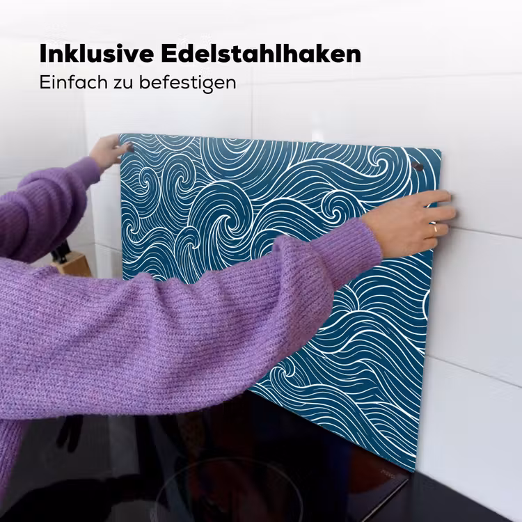 Golven - Spiraal - Water - Abstract - Blauw Inductie beschemer met haakjes klein -ky-ophangen-de