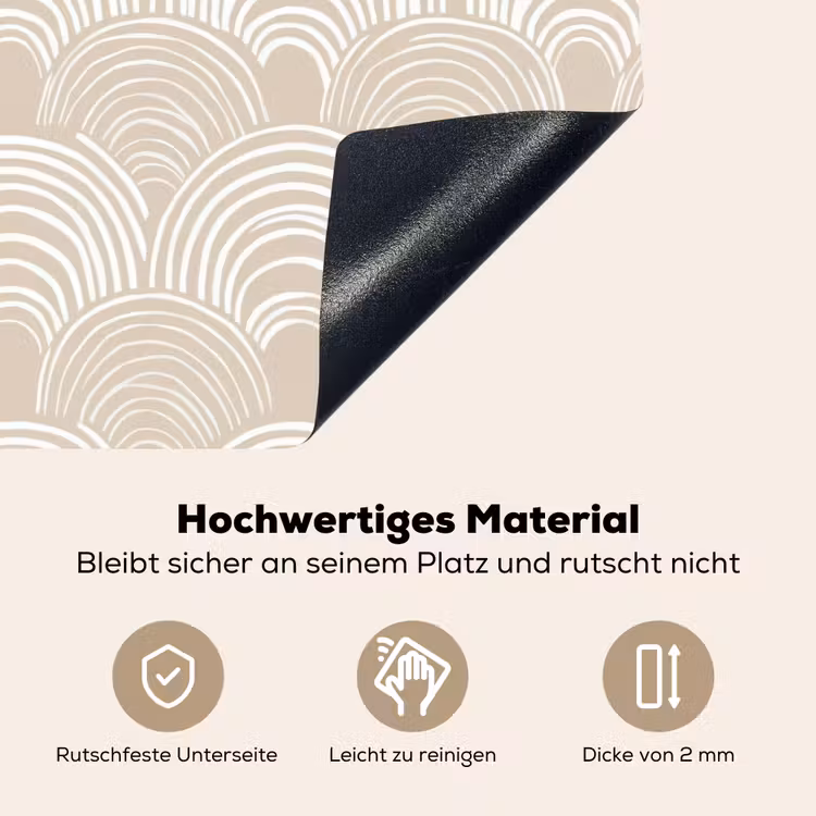 Golven - Structuur - Beige Inductie beschemer met haakjes klein 777 -ky-onderkant-de
