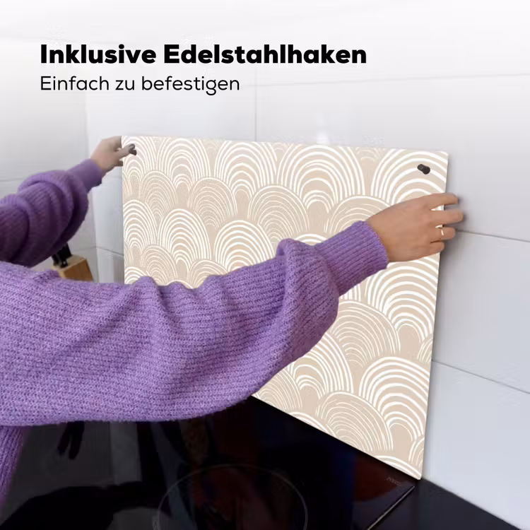 Golven - Structuur - Beige Inductie beschemer met haakjes klein 777 -ky-ophangen-de