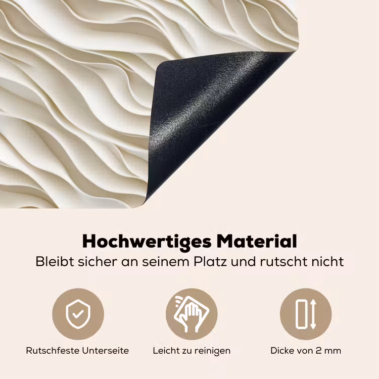 Golven - Wit - Minimalistisch Inductie beschemer met haakjes klein 777 -ky-onderkant-de