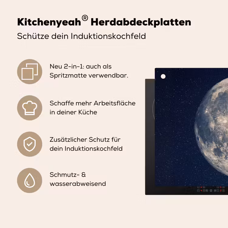 Ruimte - Maan - Kosmos Inductie beschemer met haakjes klein -ky-usp-de