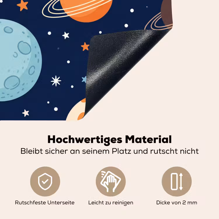 Ruimte - Planeten - Kleurrijk Inductie beschemer met haakjes klein -ky-onderkant-de
