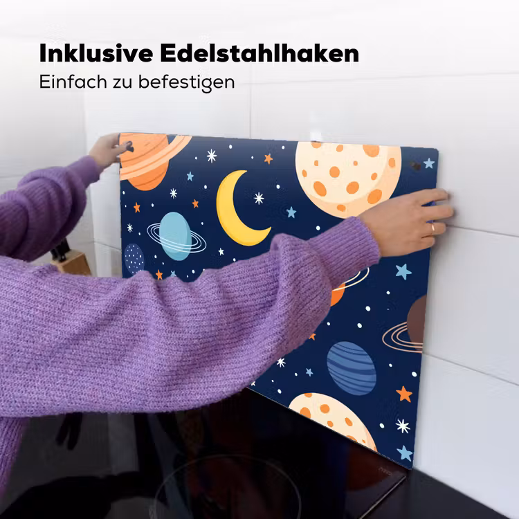 Ruimte - Planeten - Kleurrijk Inductie beschemer met haakjes klein -ky-ophangen-de