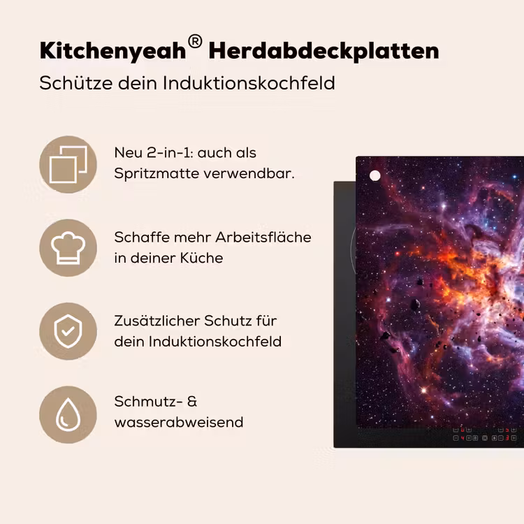 Space - Stars - Abstract - Colorful Inductie beschemer met haakjes klein -ky-usp-de
